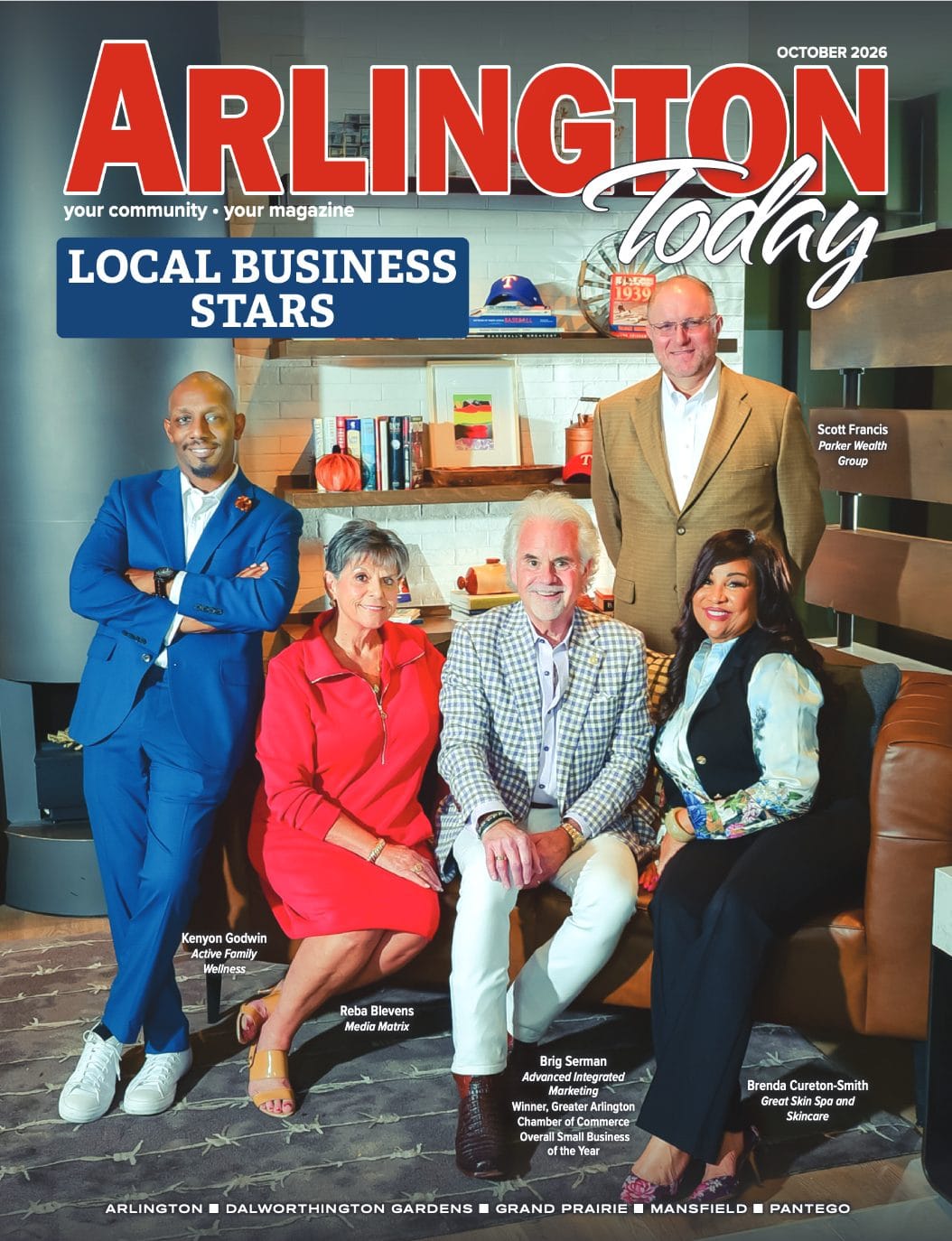 Arlington Today October 2026 cover, Local Business Stars, featuring Brig Serman of Advanced Integrated Marketing, 2026 Overall Small Business of the Year